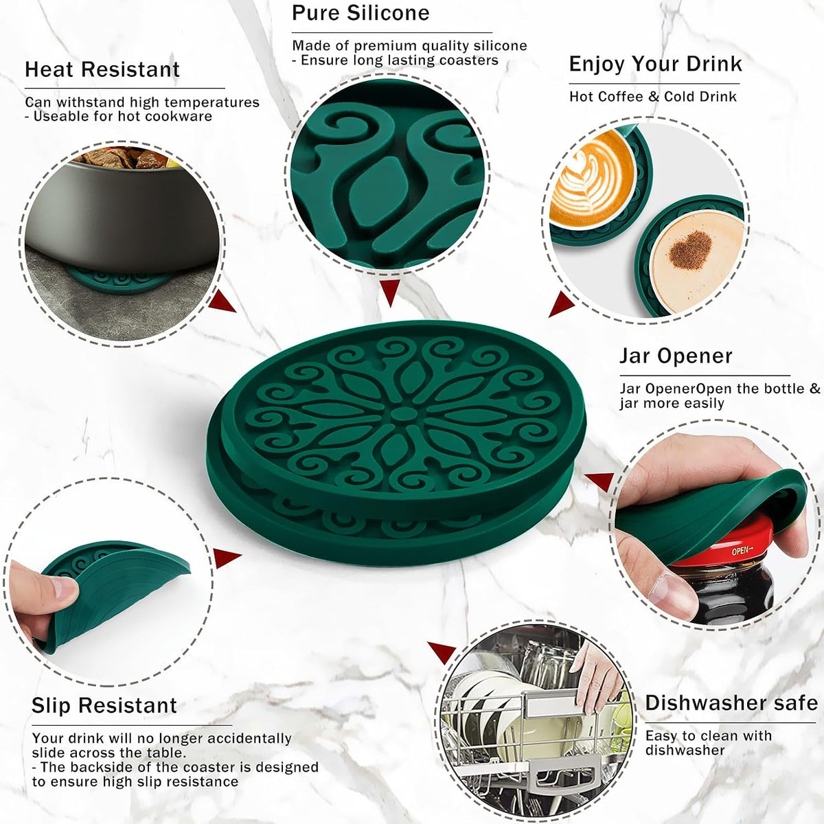 Silicone Coasters for Drinks,Resistant Reusable Drink Coasters-Great Gift for Birthday, Housewarming,Room Decor,Holiday Party (*2-Gray)