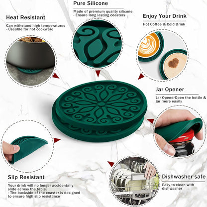 Silicone Coasters for Drinks,Resistant Reusable Drink Coasters-Great Gift for Birthday, Housewarming,Room Decor,Holiday Party (*2-Gray)