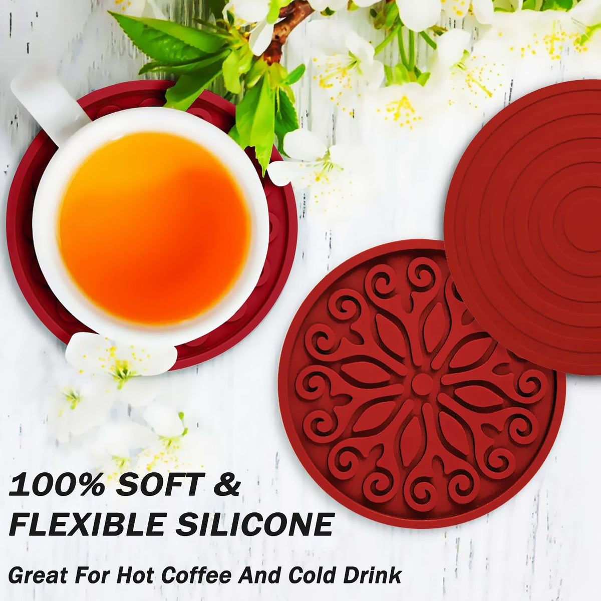 Silicone Coasters for Drinks,Resistant Reusable Drink Coasters-Great Gift for Birthday, Housewarming,Room Decor,Holiday Party (*2-Gray)