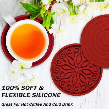 Silicone Coasters for Drinks,Resistant Reusable Drink Coasters-Great Gift for Birthday, Housewarming,Room Decor,Holiday Party (*2-Gray)