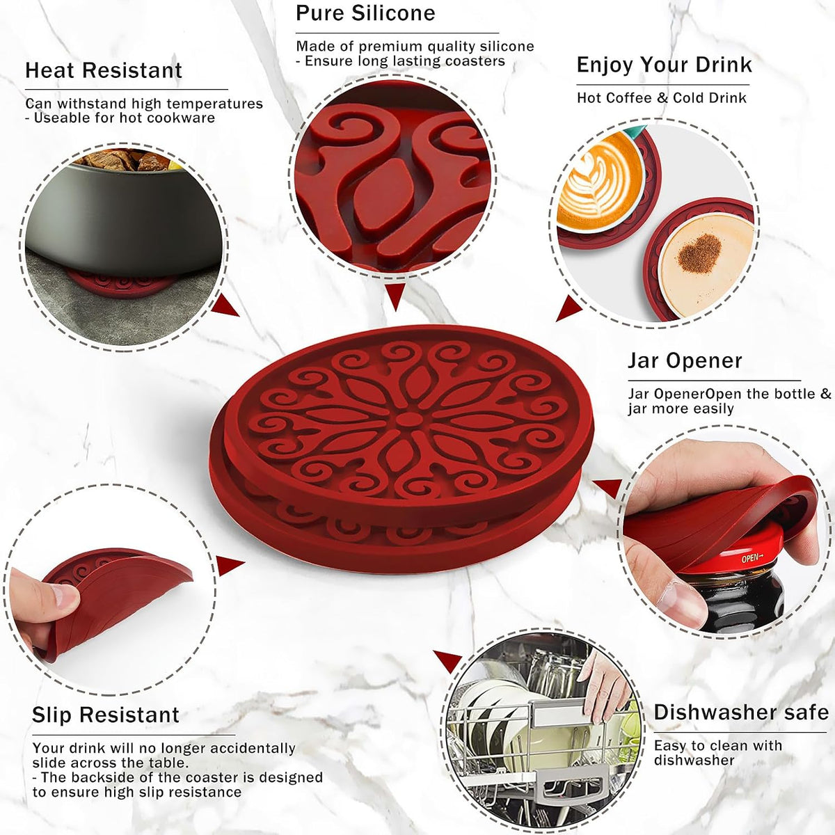 Silicone Coasters for Drinks,Resistant Reusable Drink Coasters-Great Gift for Birthday, Housewarming,Room Decor,Holiday Party (*2-Gray)
