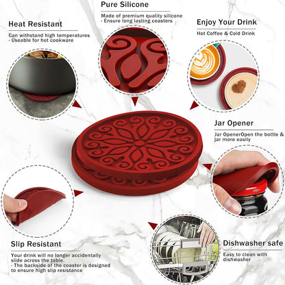 Silicone Coasters for Drinks,Resistant Reusable Drink Coasters-Great Gift for Birthday, Housewarming,Room Decor,Holiday Party (*2-Gray)
