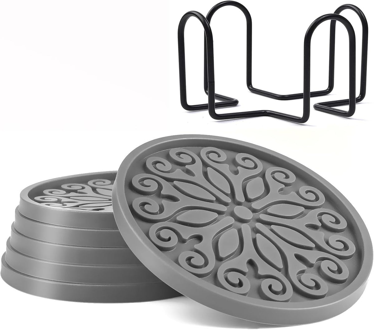 Silicone Coasters for Drinks,Resistant Reusable Drink Coasters-Great Gift for Birthday, Housewarming,Room Decor,Holiday Party (*2-Gray)