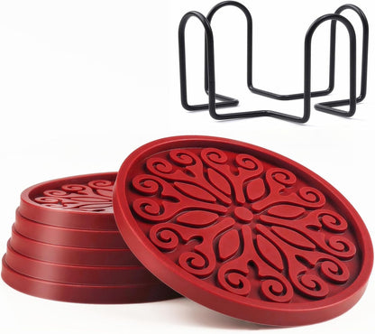 Silicone Coasters for Drinks,Resistant Reusable Drink Coasters-Great Gift for Birthday, Housewarming,Room Decor,Holiday Party (*2-Gray)