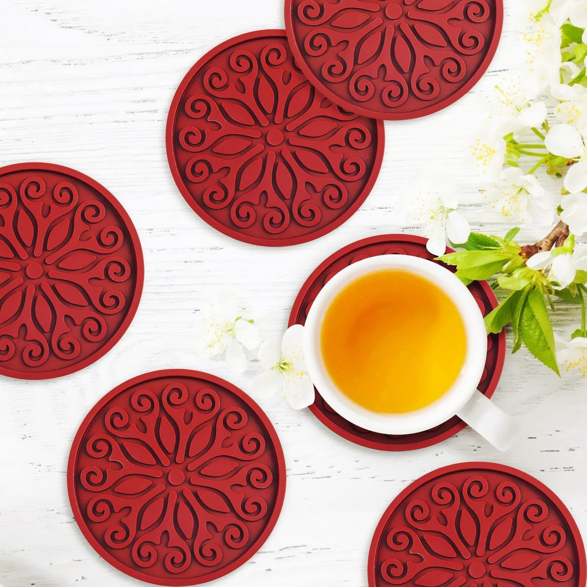Silicone Coasters for Drinks,Resistant Reusable Drink Coasters-Great Gift for Birthday, Housewarming,Room Decor,Holiday Party (*2-Gray)