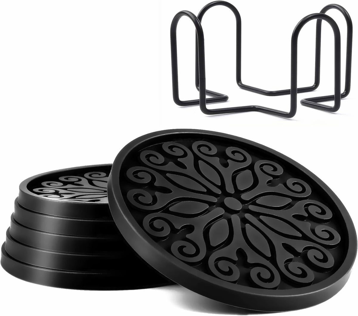 Silicone Coasters for Drinks,Resistant Reusable Drink Coasters-Great Gift for Birthday, Housewarming,Room Decor,Holiday Party (*2-Gray)