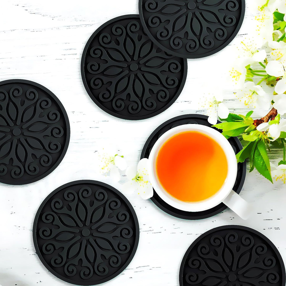 Silicone Coasters for Drinks,Resistant Reusable Drink Coasters-Great Gift for Birthday, Housewarming,Room Decor,Holiday Party (*2-Gray)