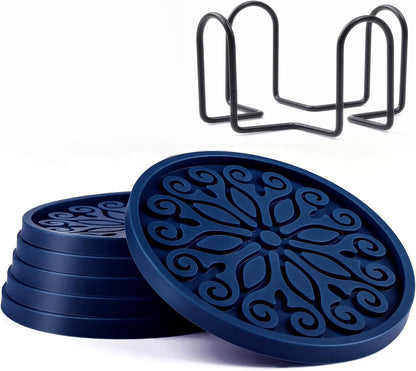 Silicone Coasters for Drinks,Resistant Reusable Drink Coasters-Great Gift for Birthday, Housewarming,Room Decor,Holiday Party (*2-Gray)