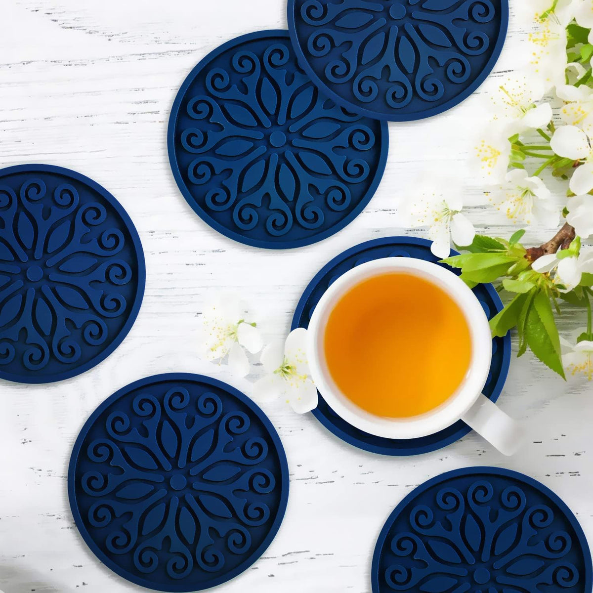 Silicone Coasters for Drinks,Resistant Reusable Drink Coasters-Great Gift for Birthday, Housewarming,Room Decor,Holiday Party (*2-Gray)