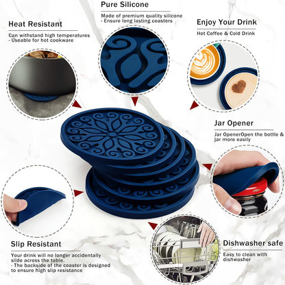 Silicone Coasters for Drinks,Resistant Reusable Drink Coasters-Great Gift for Birthday, Housewarming,Room Decor,Holiday Party (*2-Gray)