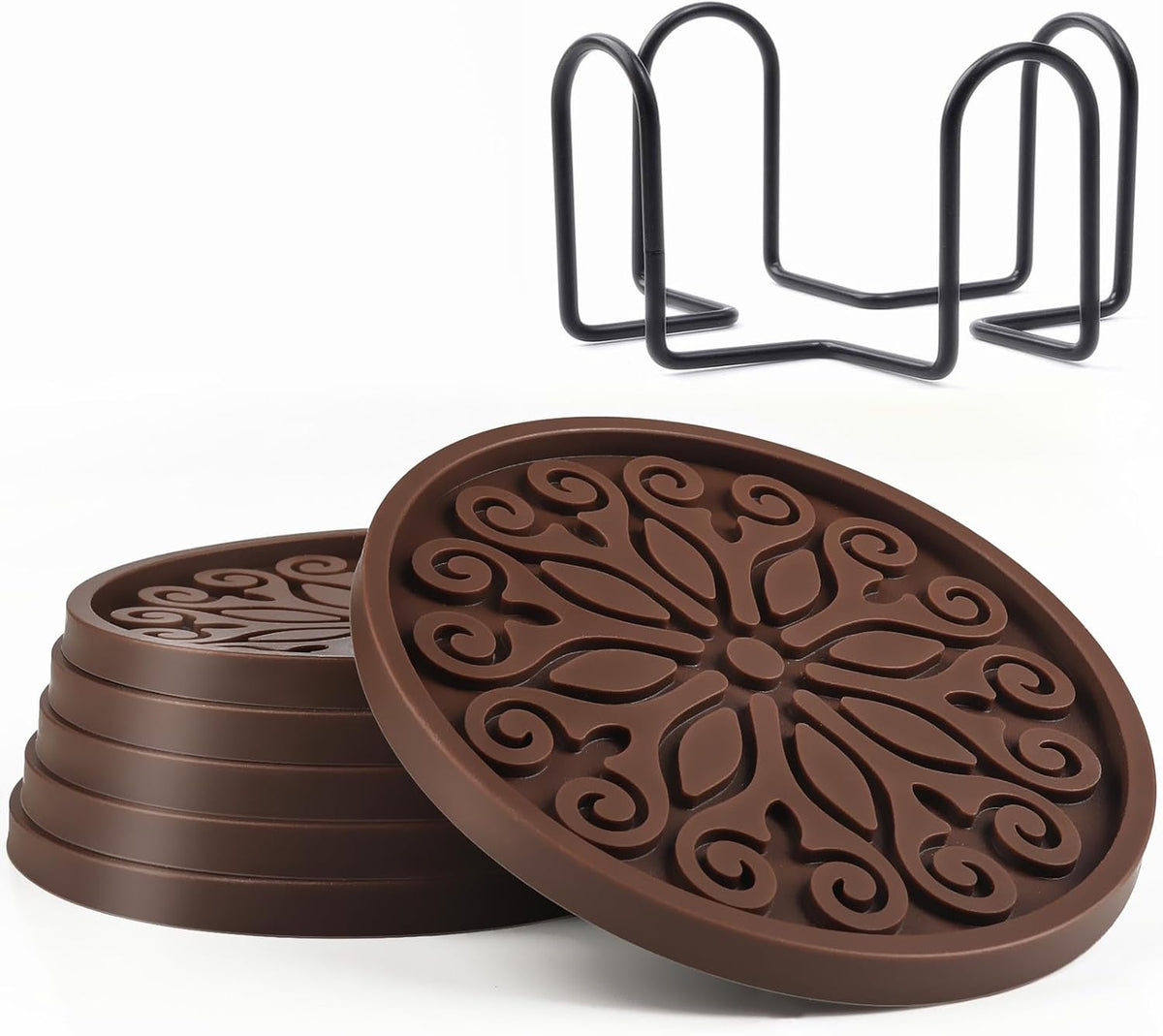 Silicone Coasters for Drinks,Resistant Reusable Drink Coasters-Great Gift for Birthday, Housewarming,Room Decor,Holiday Party (*2-Gray)