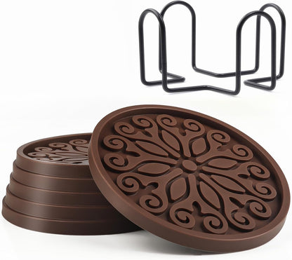 Silicone Coasters for Drinks,Resistant Reusable Drink Coasters-Great Gift for Birthday, Housewarming,Room Decor,Holiday Party (*2-Gray)