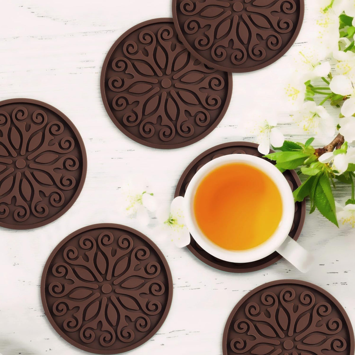 Silicone Coasters for Drinks,Resistant Reusable Drink Coasters-Great Gift for Birthday, Housewarming,Room Decor,Holiday Party (*2-Gray)