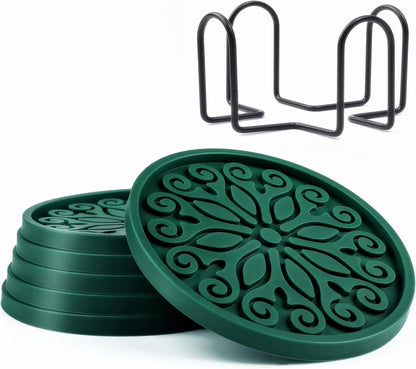 Silicone Coasters for Drinks,Resistant Reusable Drink Coasters-Great Gift for Birthday, Housewarming,Room Decor,Holiday Party (*2-Gray)