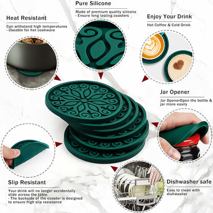Silicone Coasters for Drinks,Resistant Reusable Drink Coasters-Great Gift for Birthday, Housewarming,Room Decor,Holiday Party (*2-Gray)