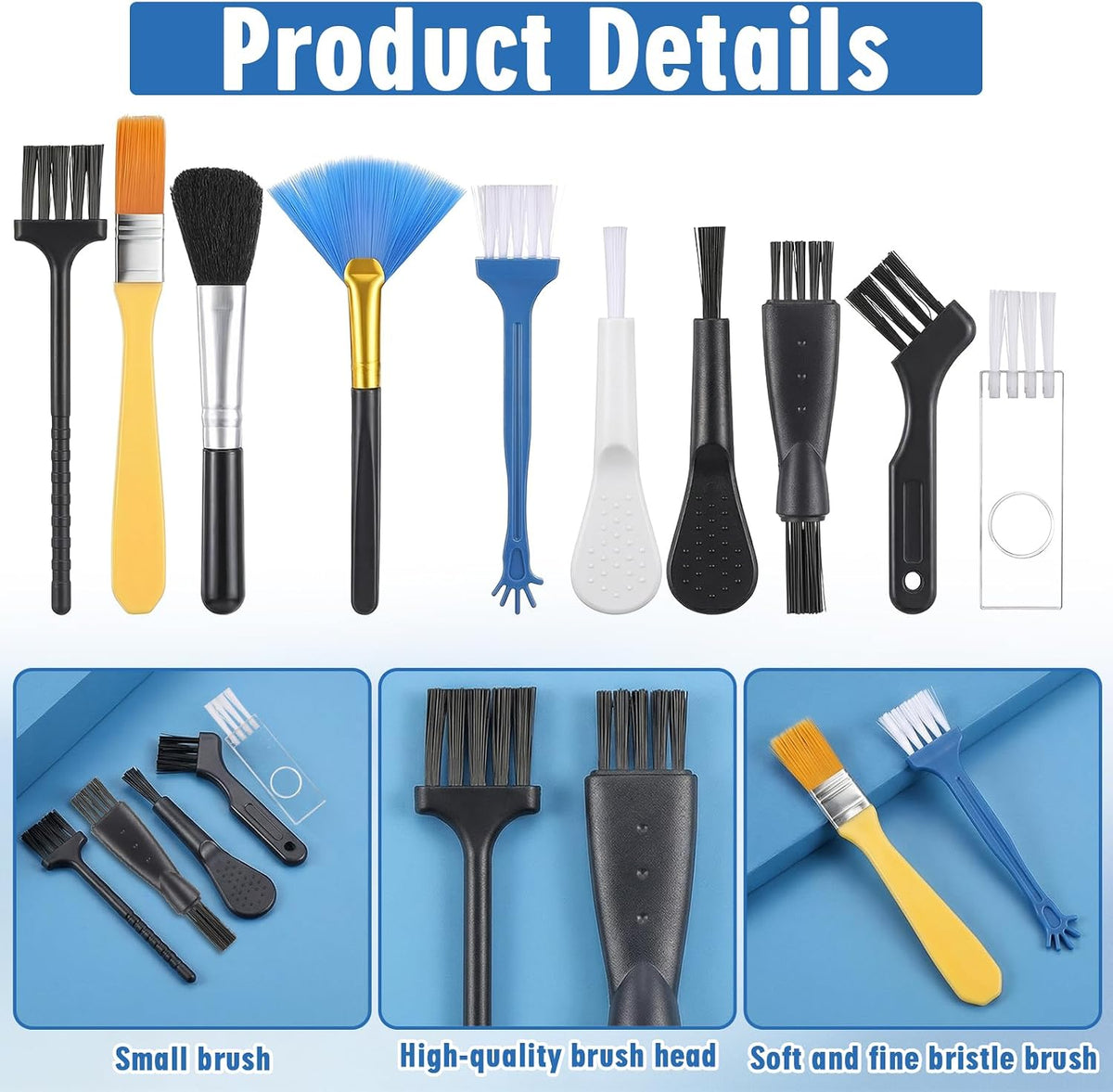10 Pcs Anti-Static Keyboard Brush Cleaning Set, Mini Portable Electronic Keyboard Brushes for Fans Keyboards Laptop Circuit Board Motherboards PC Cleaning Brush Set