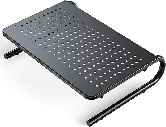 Monitor Riser for Desk, Laptop Stand with Vented Steel Shelf, Black