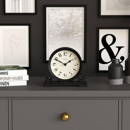 ® Saloon Mantel Clock | Small Traditional Double Scroll Design | Green | Contemporary Classic Style for Desk, Table, Shelf or Bedside