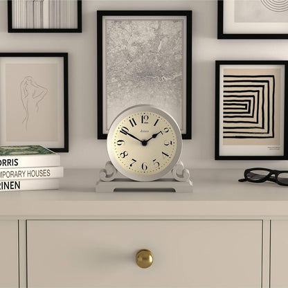 ® Saloon Mantel Clock | Small Traditional Double Scroll Design | Green | Contemporary Classic Style for Desk, Table, Shelf or Bedside