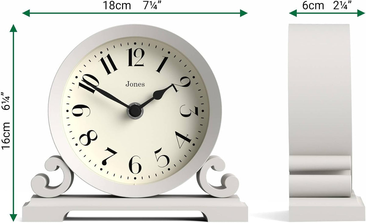 ® Saloon Mantel Clock | Small Traditional Double Scroll Design | Green | Contemporary Classic Style for Desk, Table, Shelf or Bedside