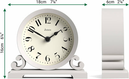 ® Saloon Mantel Clock | Small Traditional Double Scroll Design | Green | Contemporary Classic Style for Desk, Table, Shelf or Bedside