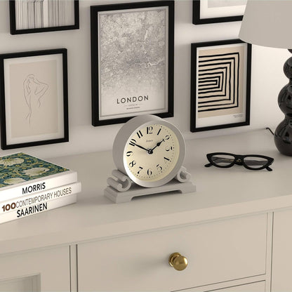 ® Saloon Mantel Clock | Small Traditional Double Scroll Design | Green | Contemporary Classic Style for Desk, Table, Shelf or Bedside