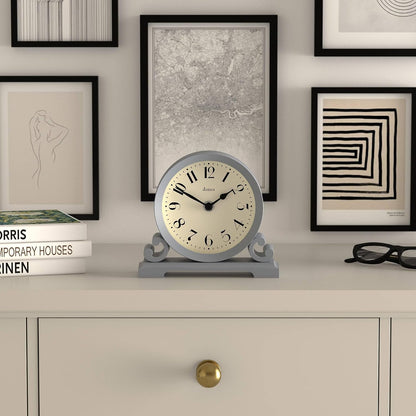 ® Saloon Mantel Clock | Small Traditional Double Scroll Design | Green | Contemporary Classic Style for Desk, Table, Shelf or Bedside