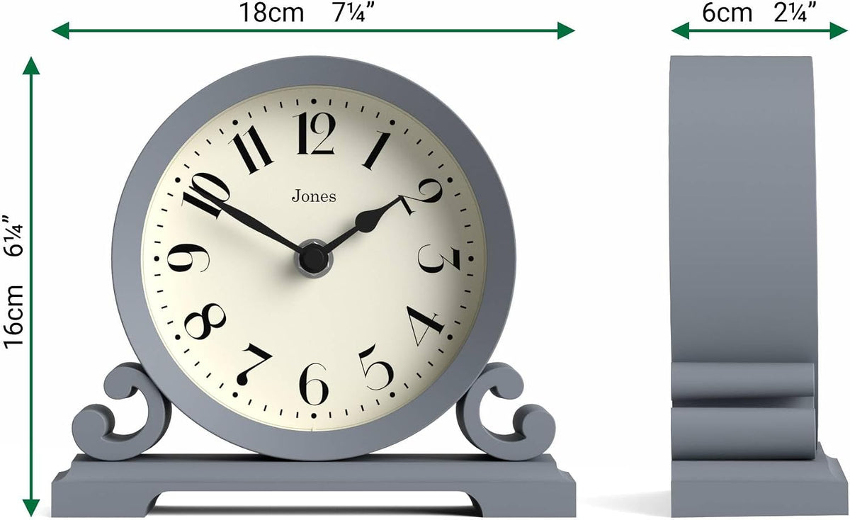 ® Saloon Mantel Clock | Small Traditional Double Scroll Design | Green | Contemporary Classic Style for Desk, Table, Shelf or Bedside