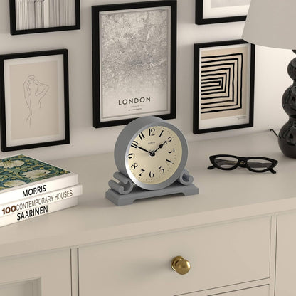 ® Saloon Mantel Clock | Small Traditional Double Scroll Design | Green | Contemporary Classic Style for Desk, Table, Shelf or Bedside