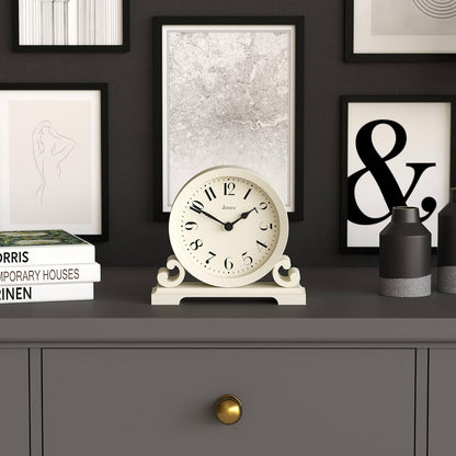 ® Saloon Mantel Clock | Small Traditional Double Scroll Design | Green | Contemporary Classic Style for Desk, Table, Shelf or Bedside