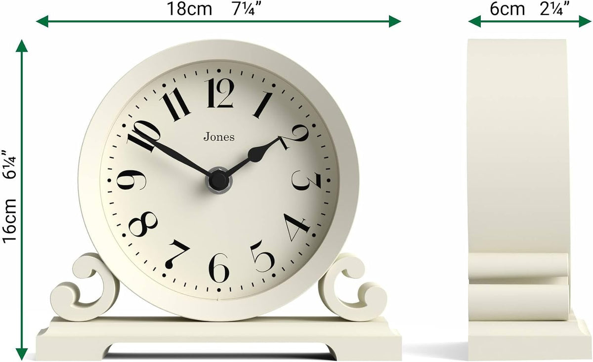 ® Saloon Mantel Clock | Small Traditional Double Scroll Design | Green | Contemporary Classic Style for Desk, Table, Shelf or Bedside