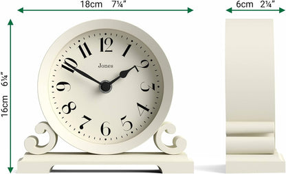 ® Saloon Mantel Clock | Small Traditional Double Scroll Design | Green | Contemporary Classic Style for Desk, Table, Shelf or Bedside