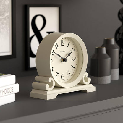 ® Saloon Mantel Clock | Small Traditional Double Scroll Design | Green | Contemporary Classic Style for Desk, Table, Shelf or Bedside