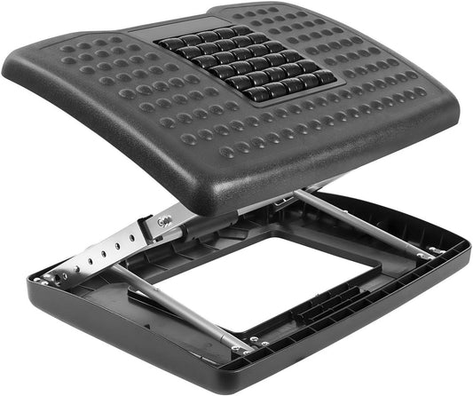 ! Under Desk Footrest Adjustable Height & Tilt Foot Rest Under Desk (3"–15") with Massage Rollers, Large Non Slip Ergonomic Office Foot Stool for Home Office & Workstation