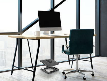 ! Under Desk Footrest Adjustable Height & Tilt Foot Rest Under Desk (3"–15") with Massage Rollers, Large Non Slip Ergonomic Office Foot Stool for Home Office & Workstation
