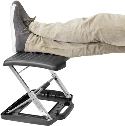 ! Under Desk Footrest Adjustable Height & Tilt Foot Rest Under Desk (3"–15") with Massage Rollers, Large Non Slip Ergonomic Office Foot Stool for Home Office & Workstation