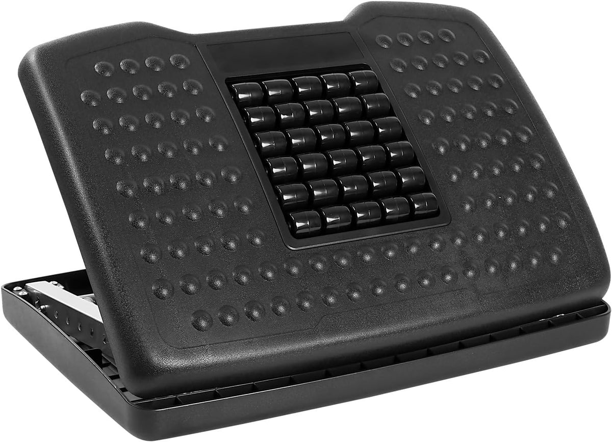 ! Under Desk Footrest Adjustable Height & Tilt Foot Rest Under Desk (3"–15") with Massage Rollers, Large Non Slip Ergonomic Office Foot Stool for Home Office & Workstation