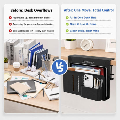 Desk Side Storage Laptop Holder No Drill Clamp On Organizer
