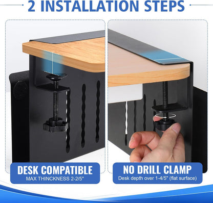 Desk Side Storage Laptop Holder No Drill Clamp On Organizer