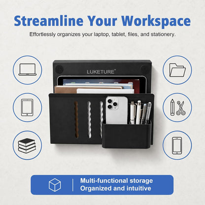 Desk Side Storage Laptop Holder No Drill Clamp On Organizer