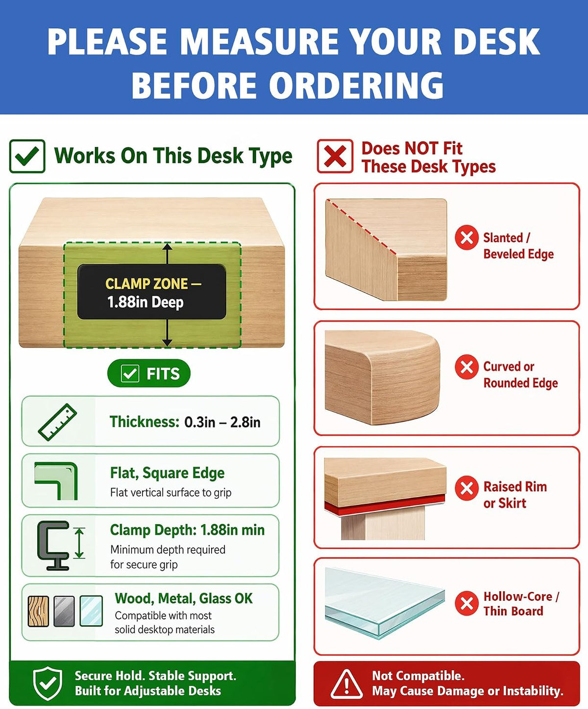 Desk Side Storage Laptop Holder No Drill Clamp On Organizer