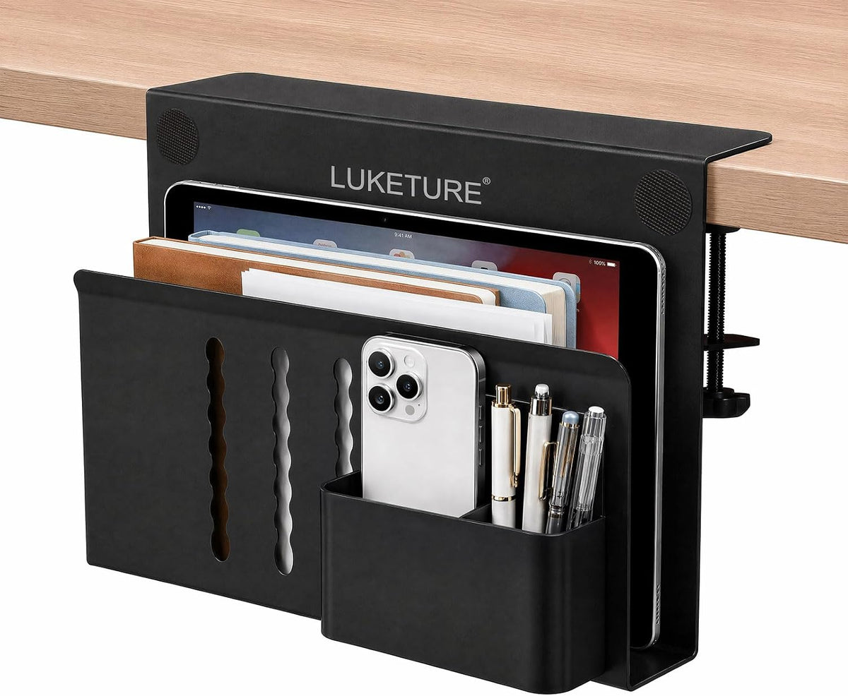 Desk Side Storage Laptop Holder No Drill Clamp On Organizer