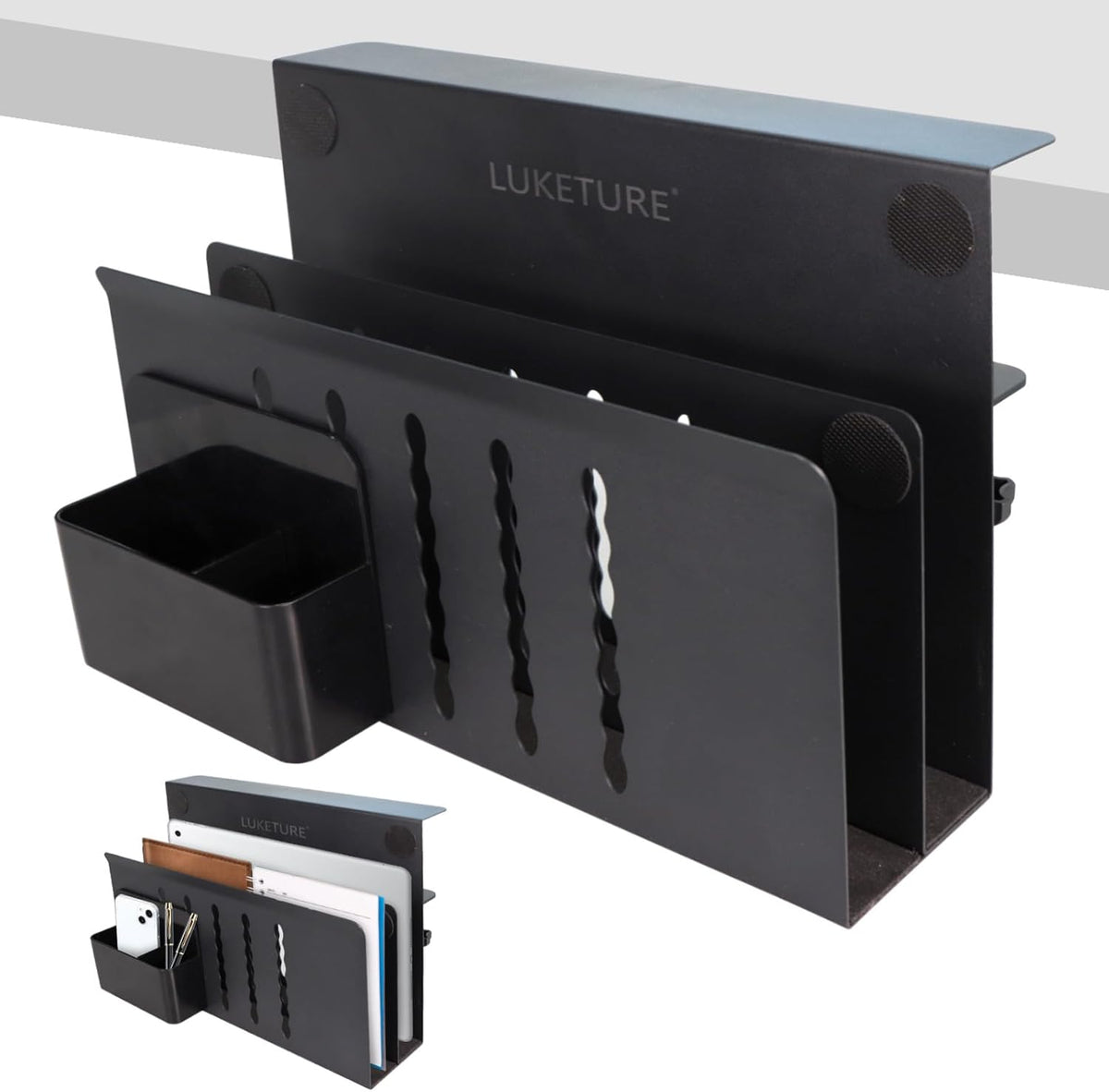 Desk Side Storage Laptop Holder No Drill Clamp On Organizer