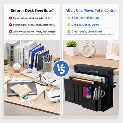 Desk Side Storage Laptop Holder No Drill Clamp On Organizer
