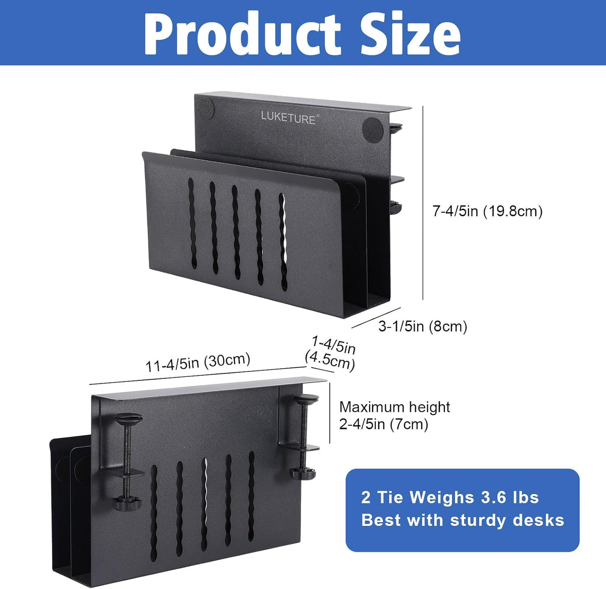 Desk Side Storage Laptop Holder No Drill Clamp On Organizer