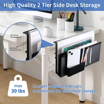 Desk Side Storage Laptop Holder No Drill Clamp On Organizer