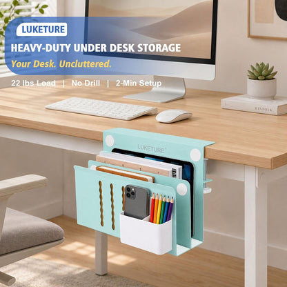 Desk Side Storage Laptop Holder No Drill Clamp On Organizer