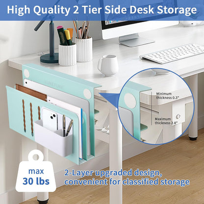 Desk Side Storage Laptop Holder No Drill Clamp On Organizer