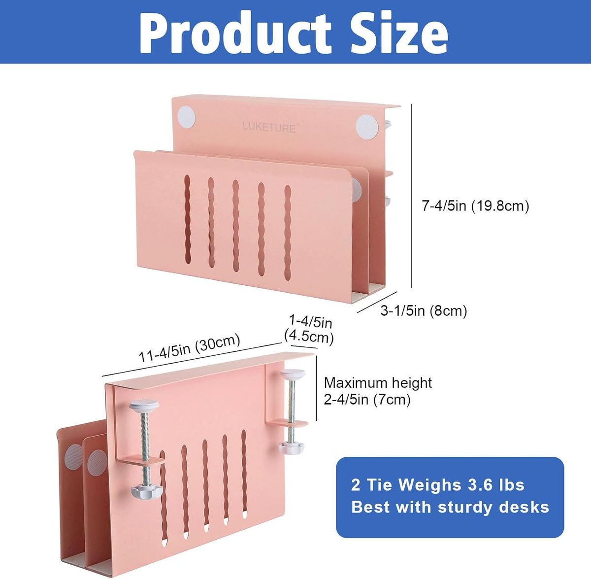 Desk Side Storage Laptop Holder No Drill Clamp On Organizer