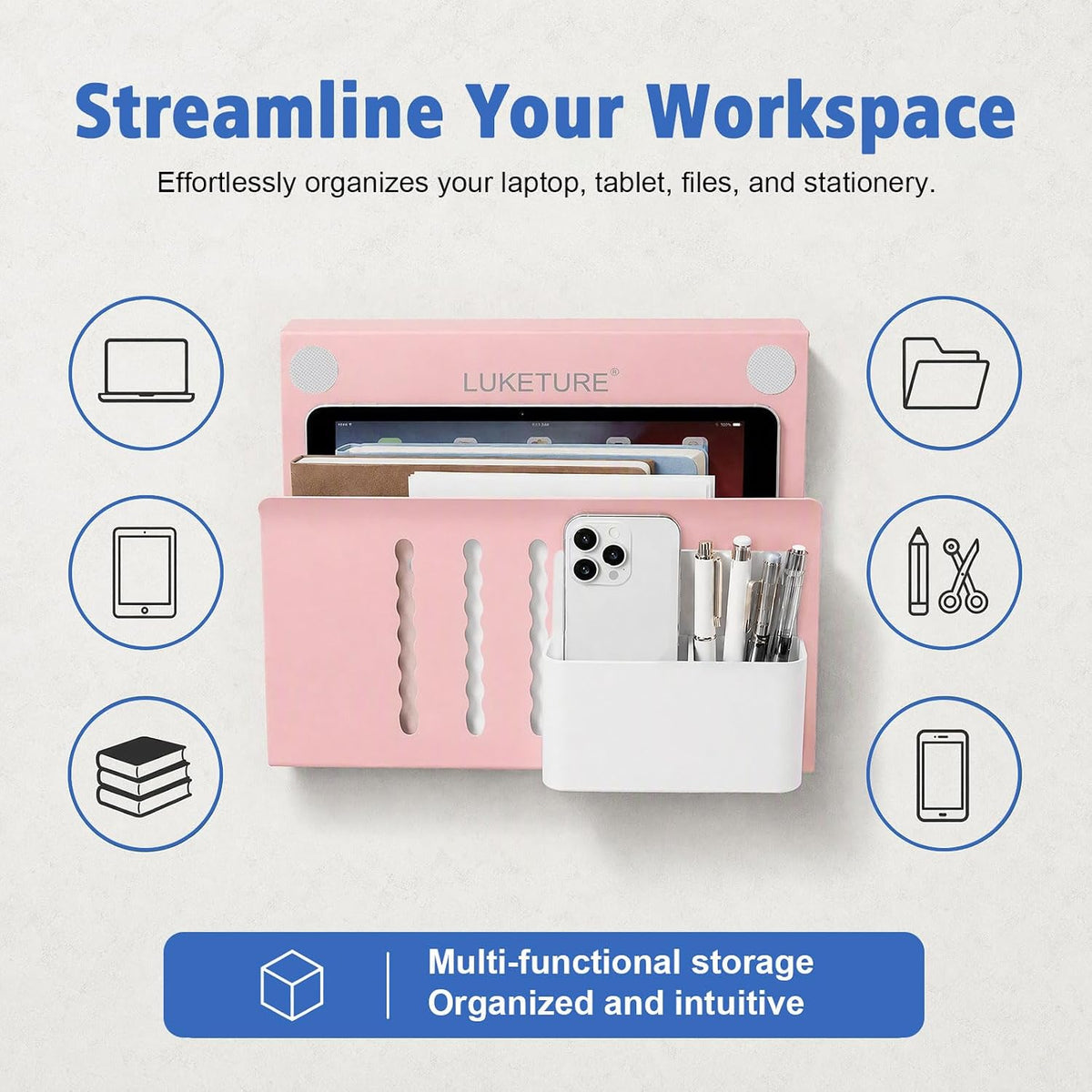 Desk Side Storage Laptop Holder No Drill Clamp On Organizer